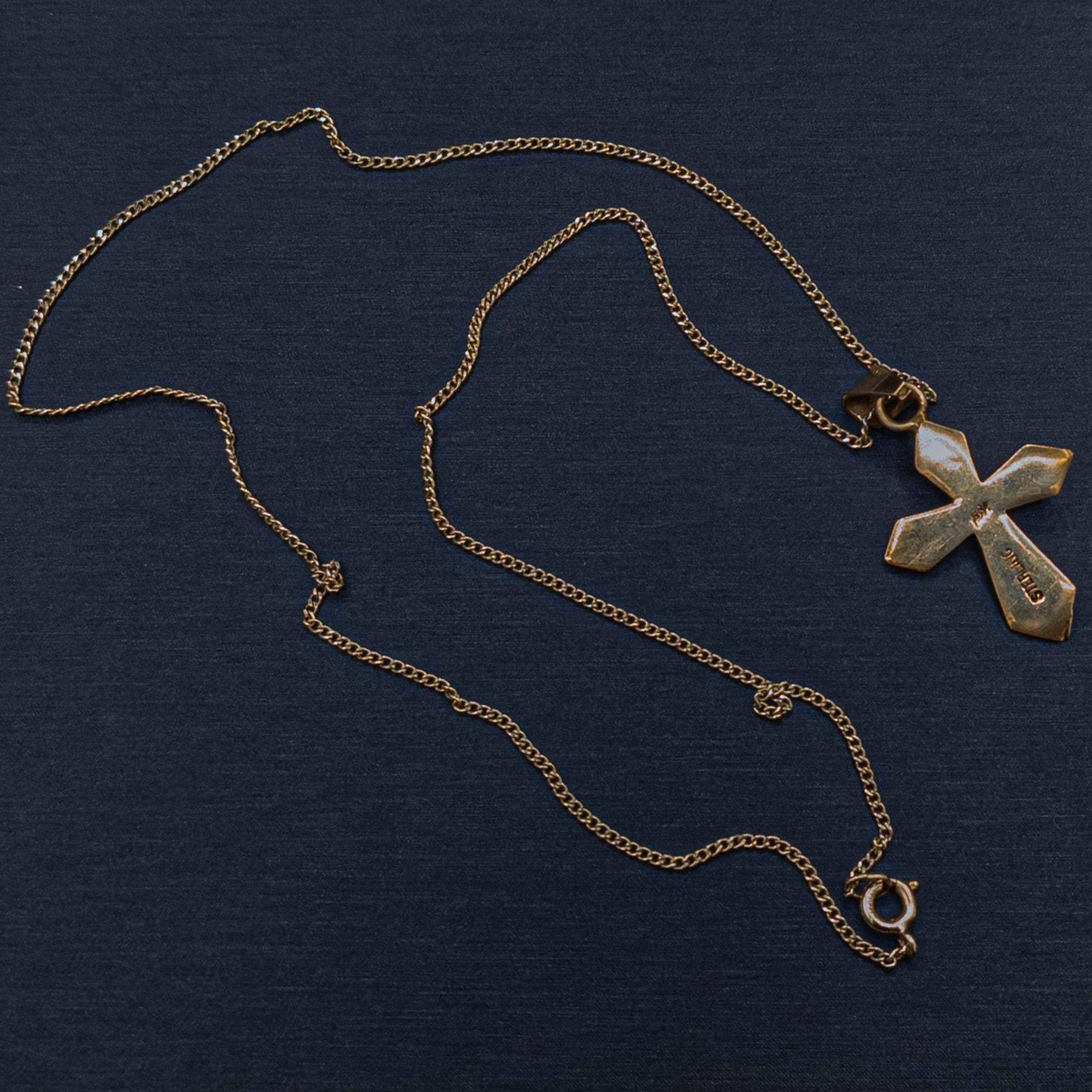 Navajo Sterling Silver Cross Necklace With Turquoise