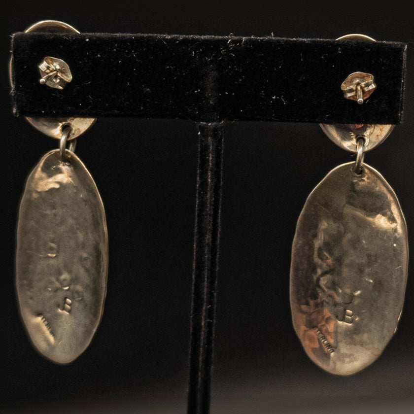 Native American Navajo Sterling Silver And Turquoise Dandle Earrings