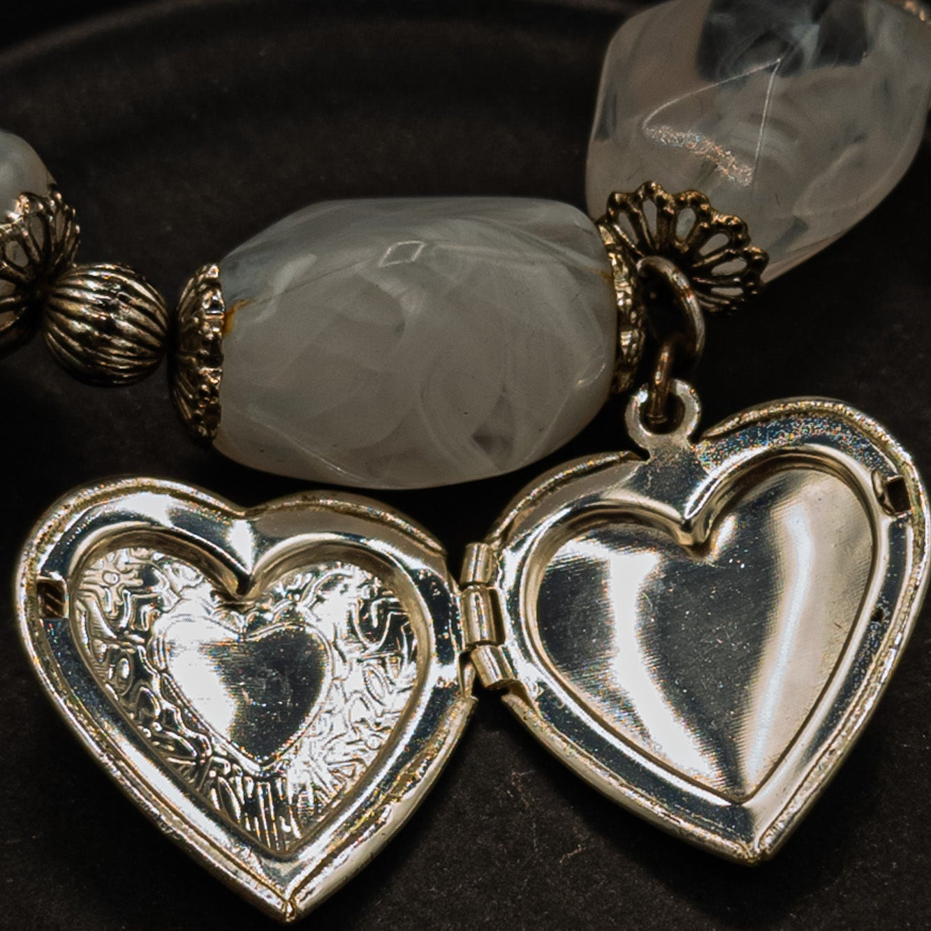 Beaded Bracelet with Metal Heart Locked