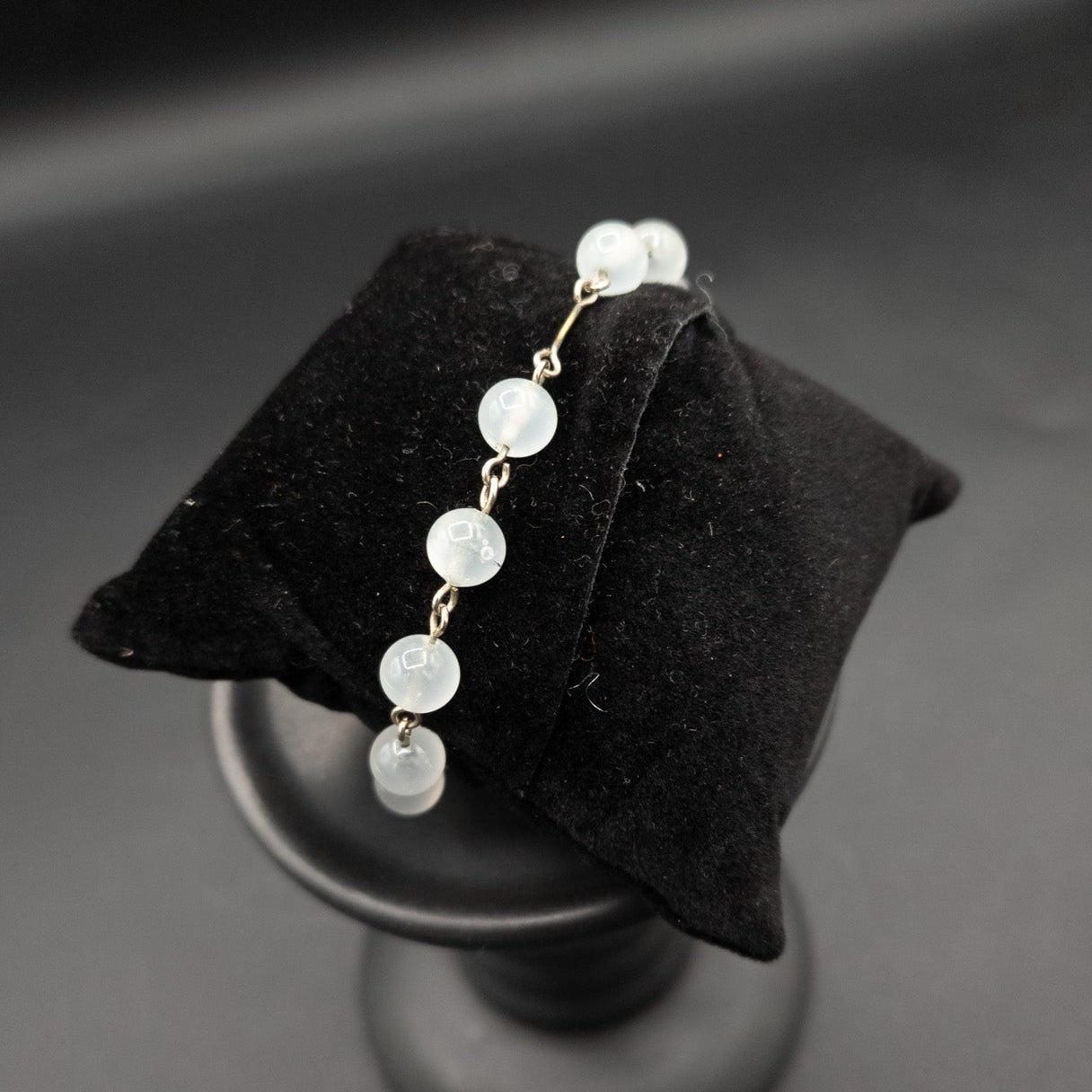 Selenite Bead Bracelet With Silver Toned Clasp