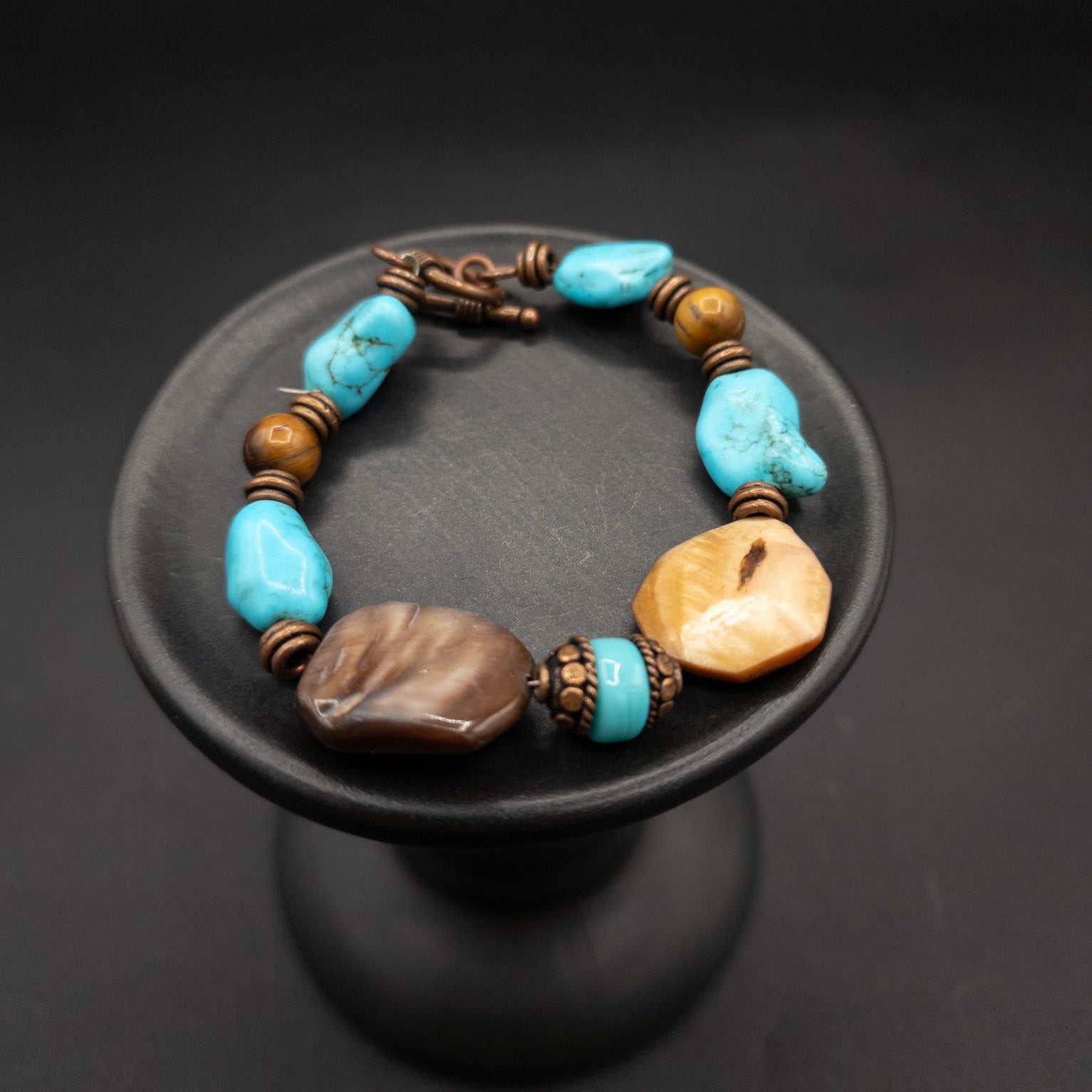 Faux Chunky Turquoise And Gemstone Beaded Bracelet