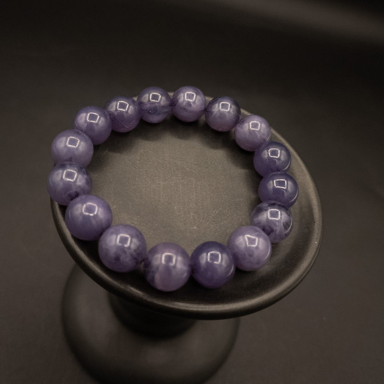 Plastic Purple Beaded Stretch Bracelet