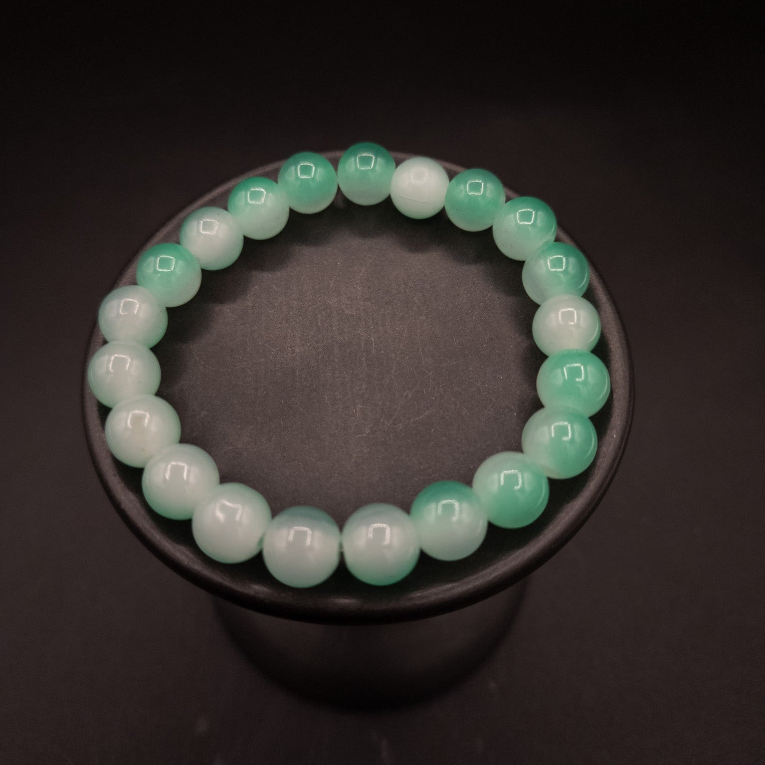Green And White Beaded Bracelet