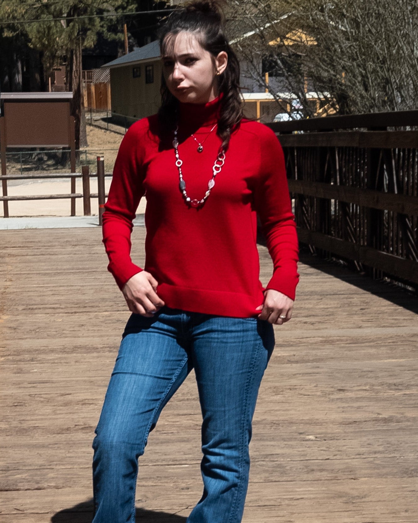 Pendleton Long Sleeve Red Turtleneck 100% Wool Sweater