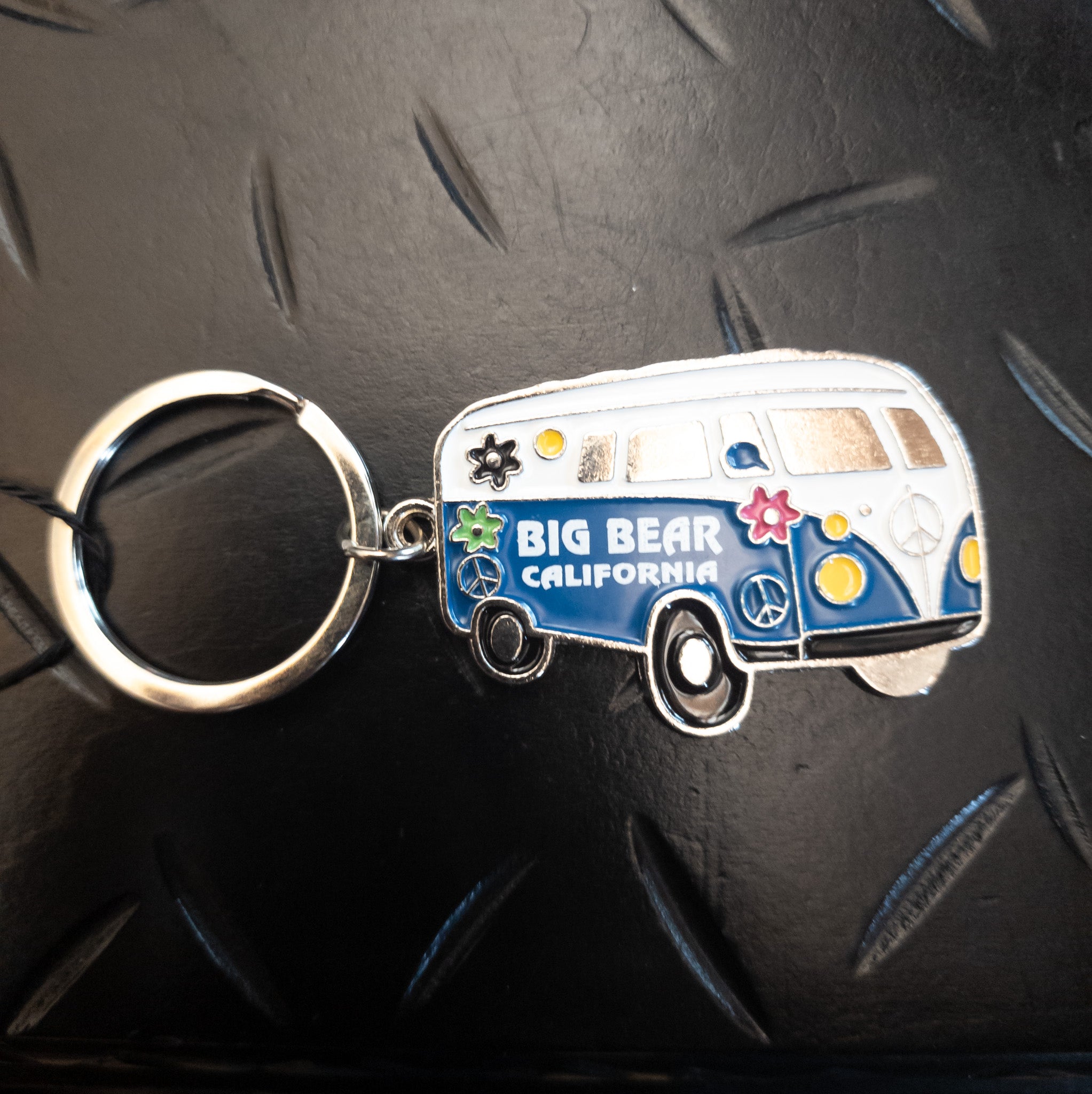 Big Bear California Hippie Metal VW Bus Keychain