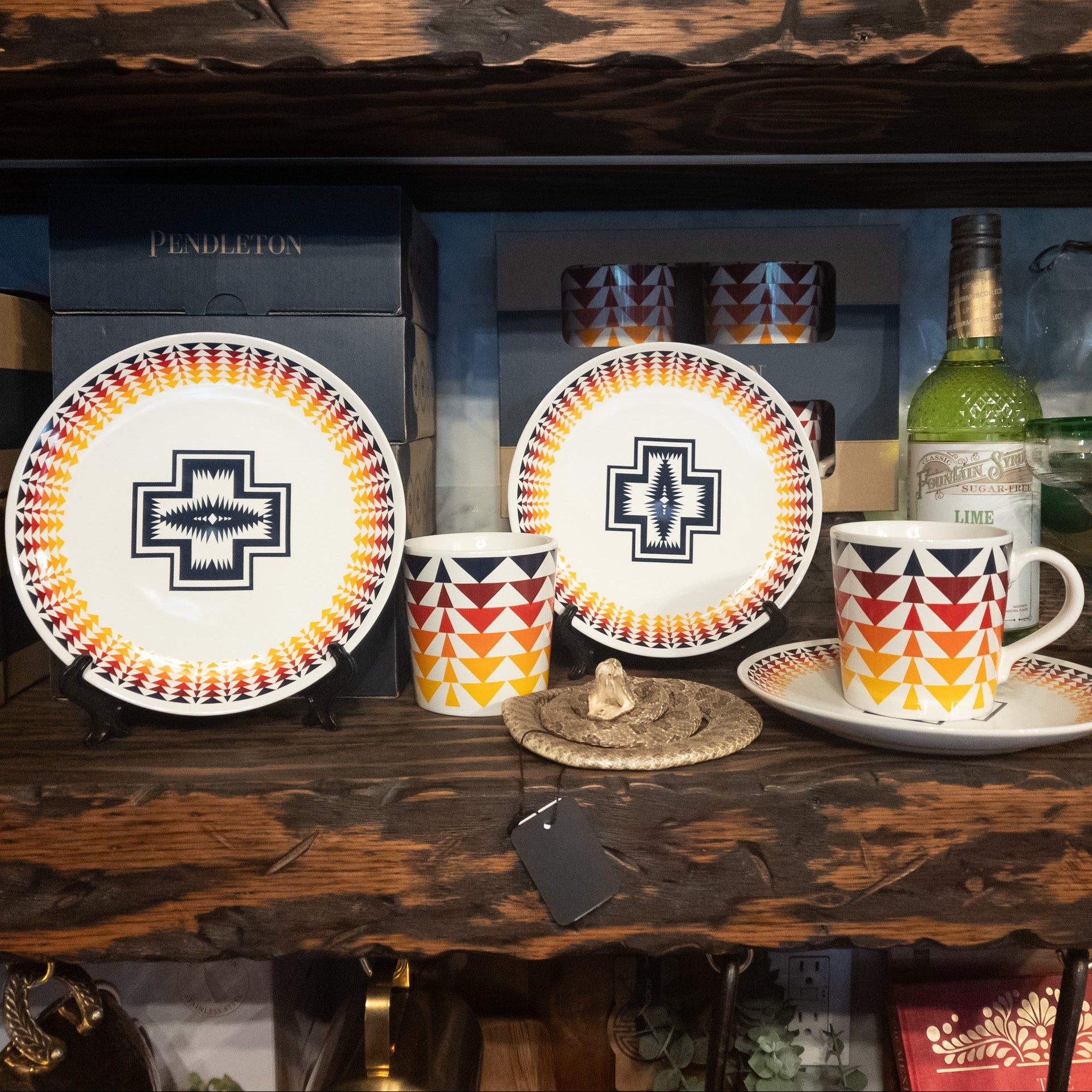 Pendleton Tribal Aztec Print 4 Piece Salad Plate Collection