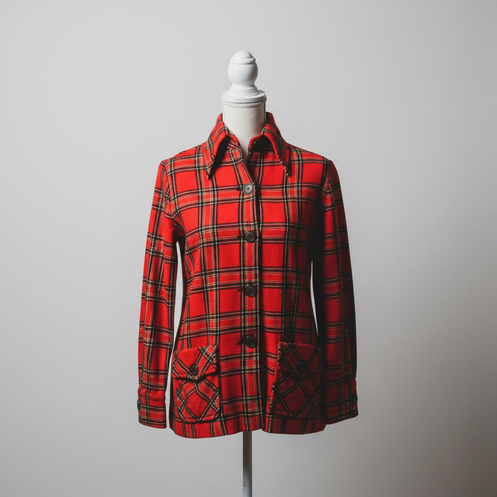 Vintage Pendleton 60s Plaid Tartan Blazer – Button-Down, Pure Wool, Size Small