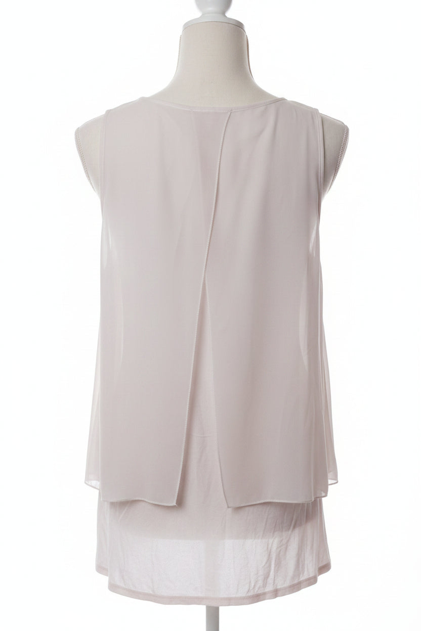 IZ Byer White Flowy Sleeveless Top with V-Cut Neckline