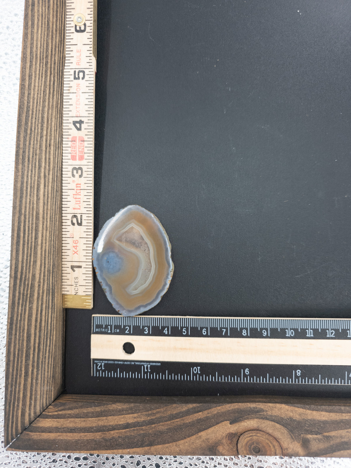 Natural Banded Agate Slice With Chalcedony Quartz
