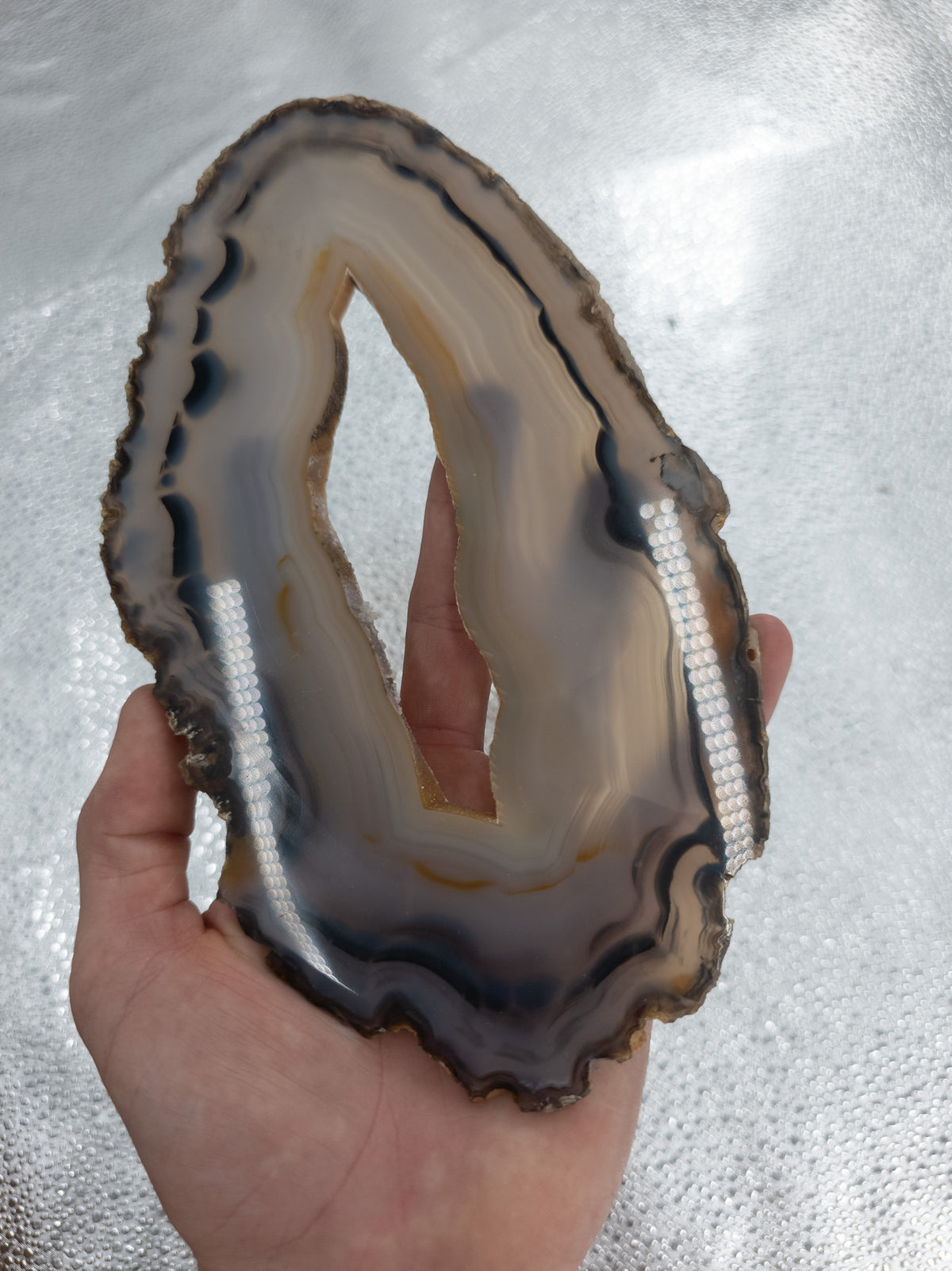 Polished Agate Geode Slice from Brazil