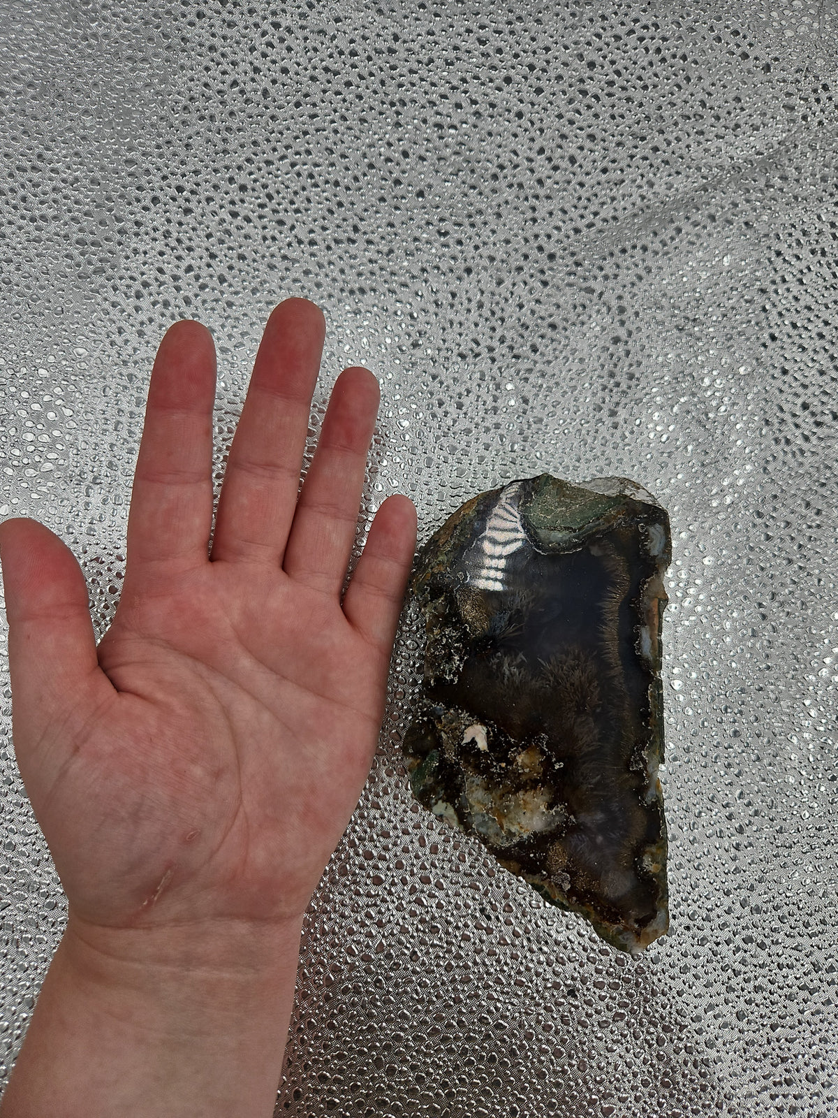 Scenic Moss Agate - 5 in, 13 oz