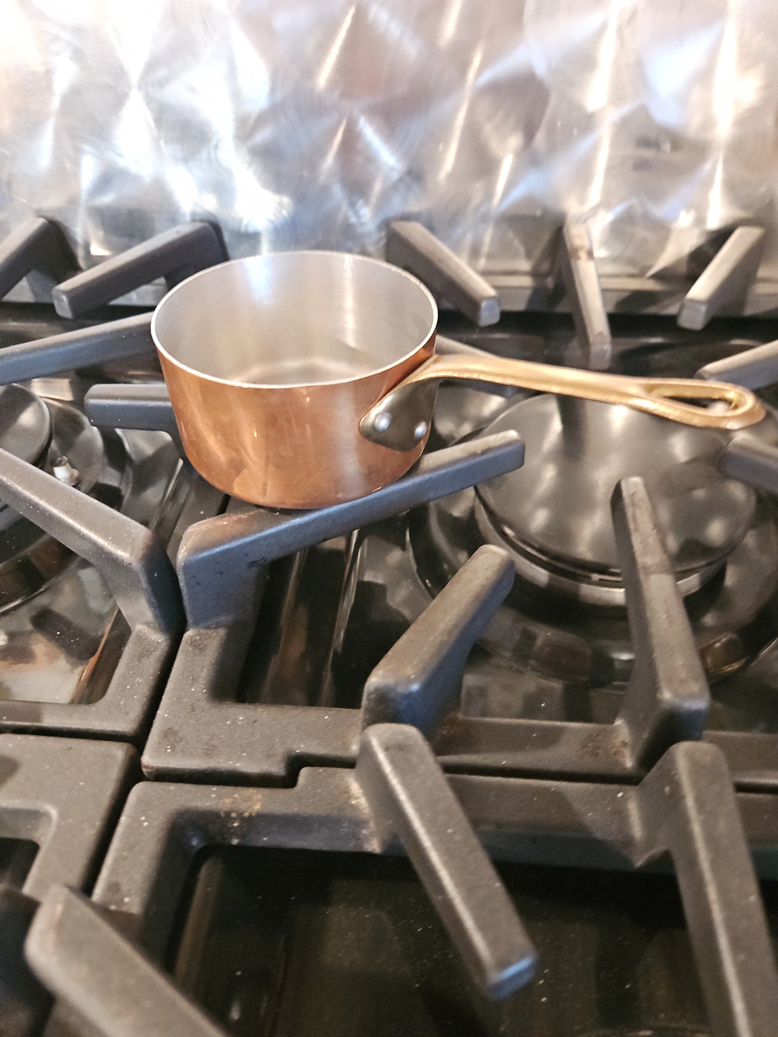 Vintage French Copper Cookware set (4-piece) - Vintage Mini Copper Pots and Pans / Tin - lined / Brass handles - William Sonoma Purchase