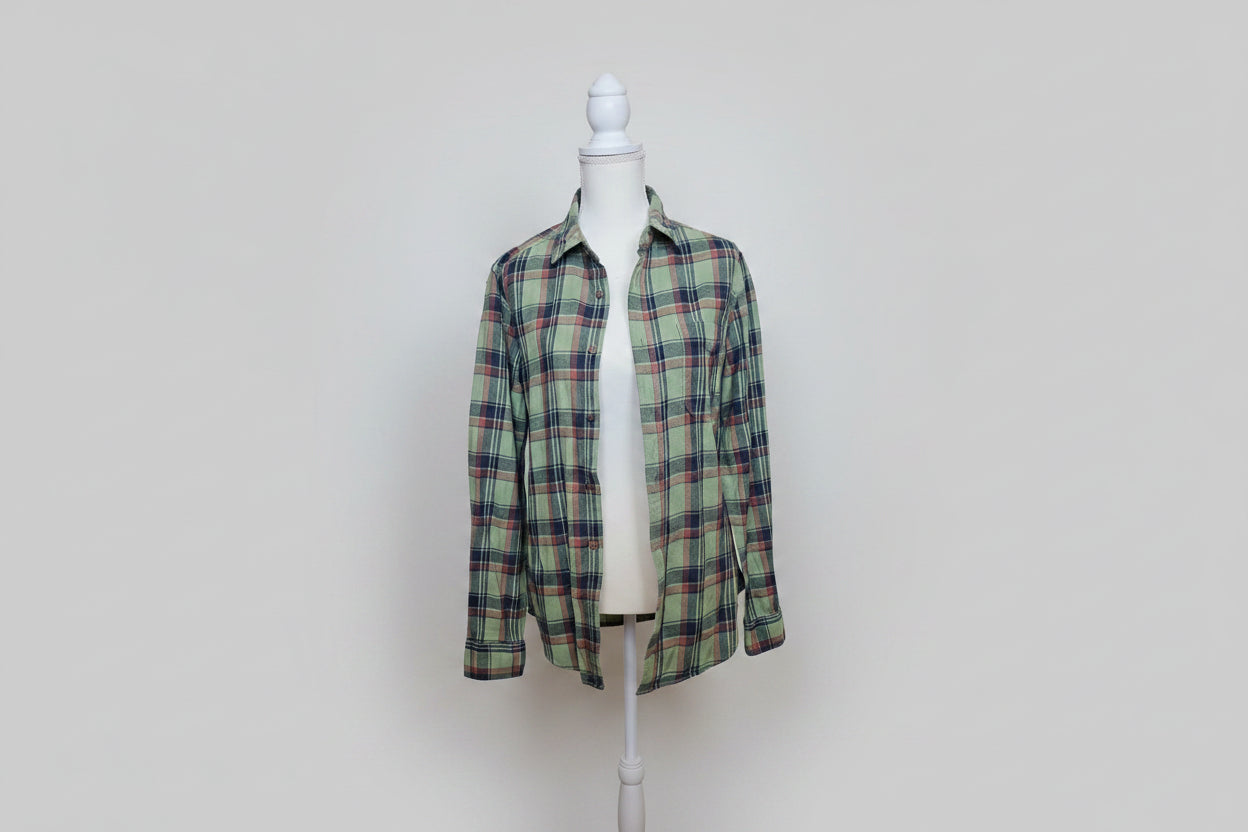 Deus Ex Machina Green plaid Button-Up Flannel – Long Sleeve
