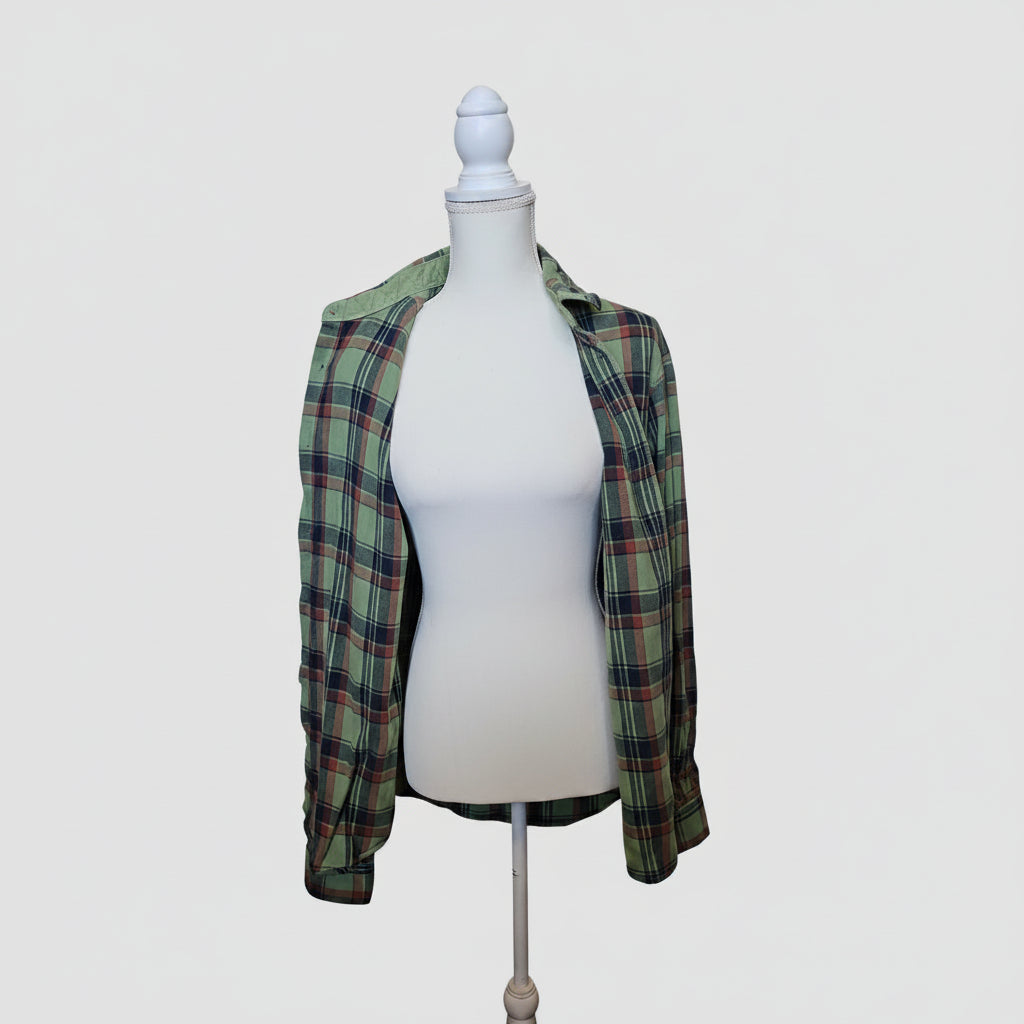 Deus Ex Machina Green plaid Button-Up Flannel – Long Sleeve