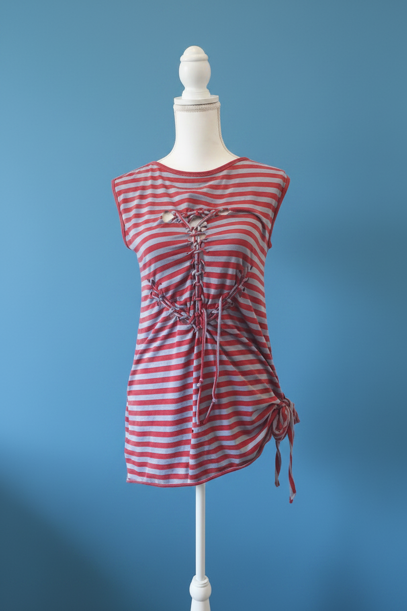Jean-Paul Gaultier Striped A-Cut Flowy Top