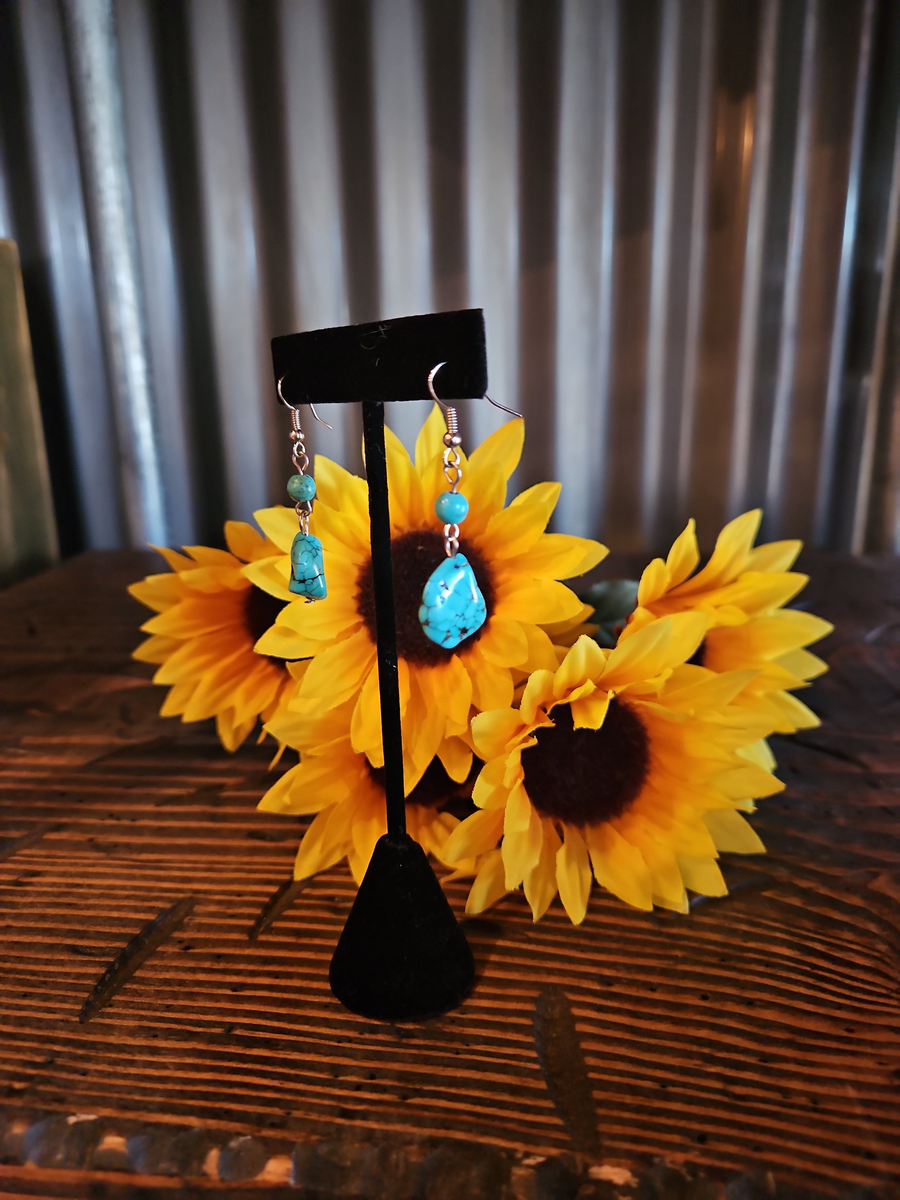 Faux Turquoise Dangle Earrings