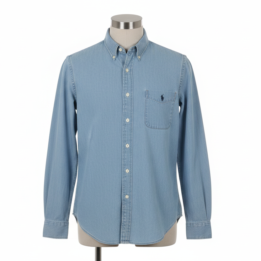 Polo Ralph Lauren Big Shirt Denim Button-Down | Men's XL | 100% Cotton | Classic Blue Chambray Shirt