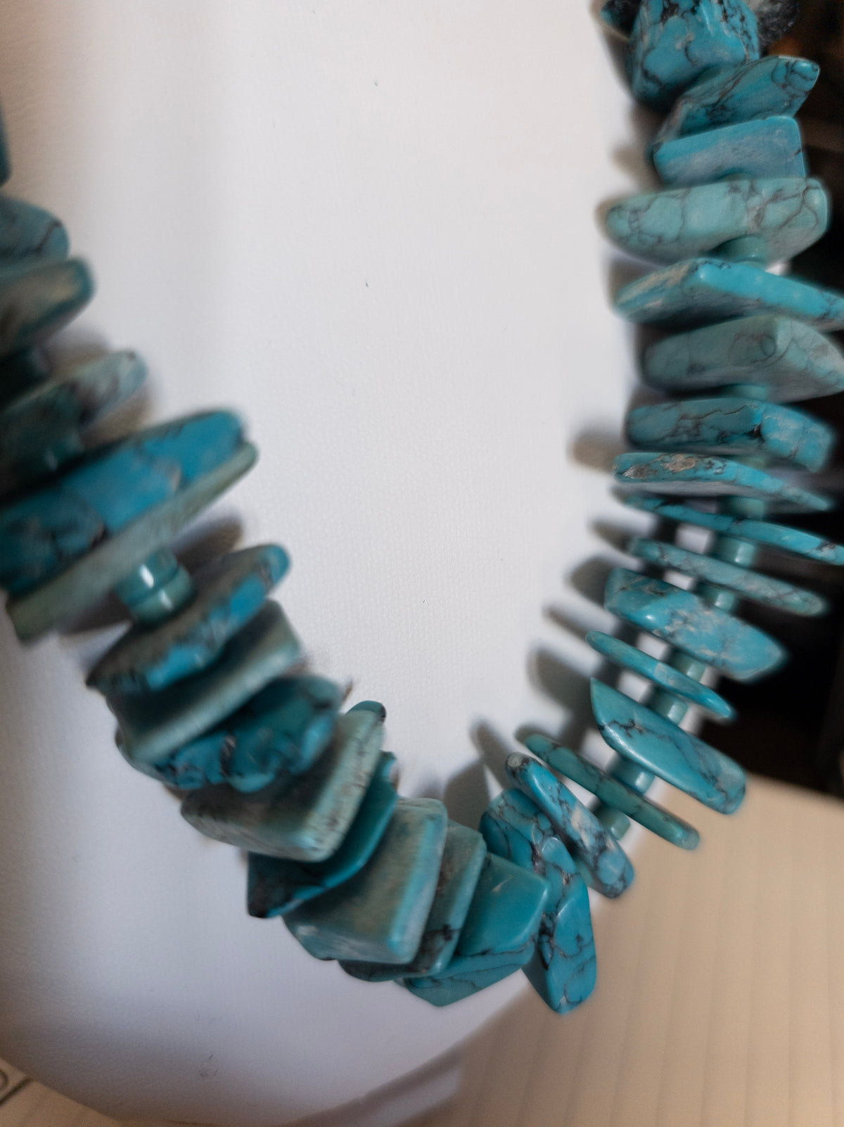 Large Turquoise Statement Necklace with Turquoise Heishi Bead Accents