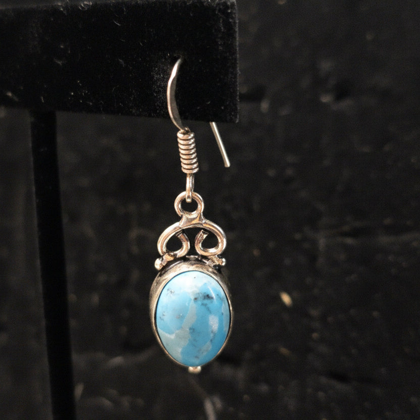 Larimar Triple-Loop Earrings with Silver-Tone Framework