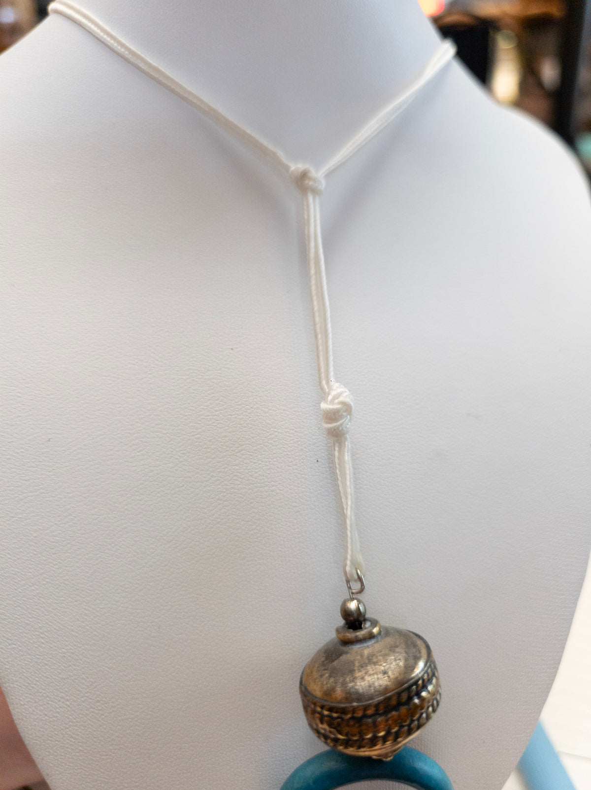 Blue Fish & Shell Pendant Cord Necklace