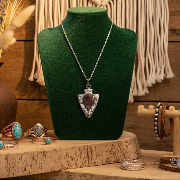 Genuine Stone Arrowhead Pendant Necklace