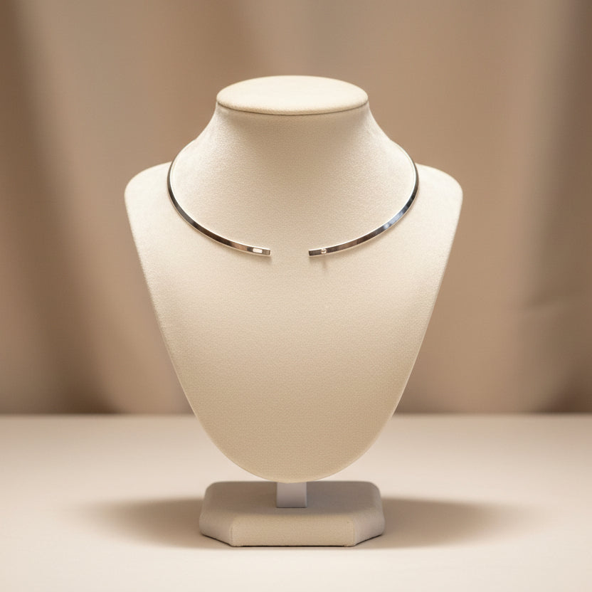 Silver-Tone Minimalist Collar Choker Necklace