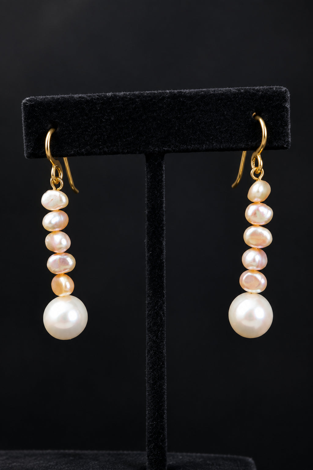 Freshwater Pearl Graduated Drop Earrings – Natural Organic Pearl Dangle Earrings