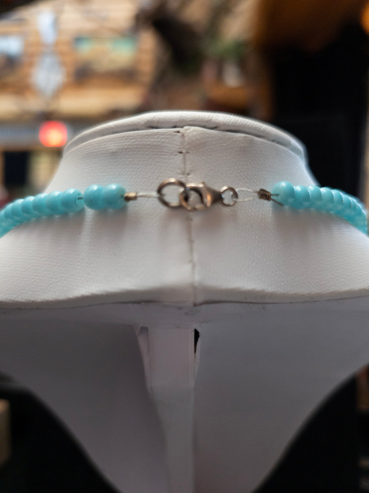 Turquoise-Colored Beaded Cross Necklace