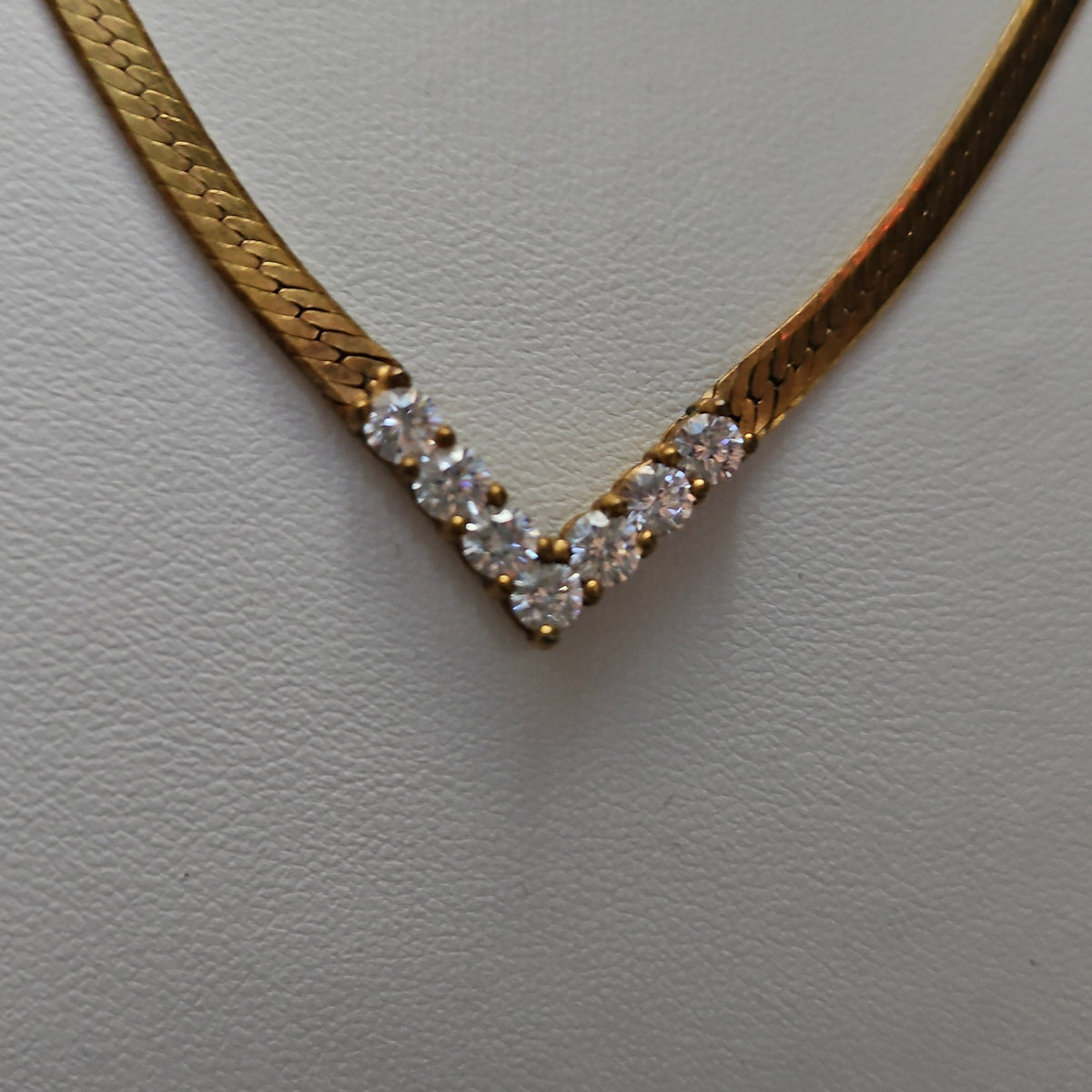 Gold-Tone Snake Chain Rhinestone Pendant Necklace