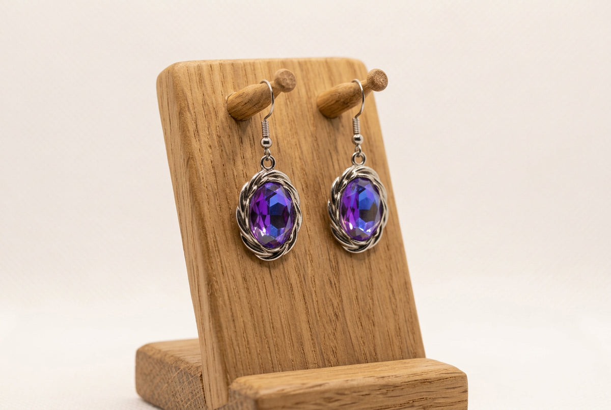 Purple Aurora Crystal Necklace, Bracelet & Earrings 3-Piece Jewelry Set