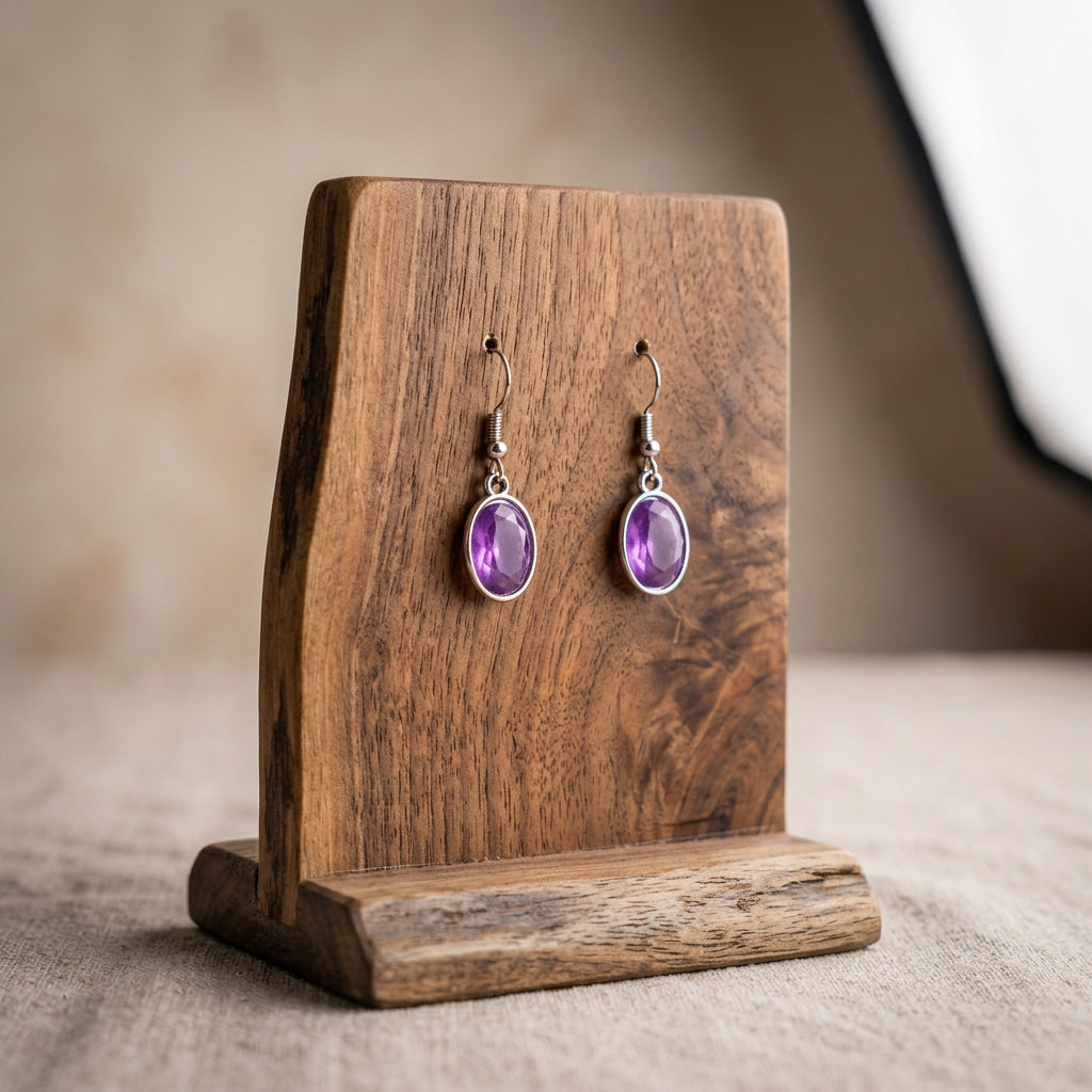 Purple Stone Necklace and Earrings Set
