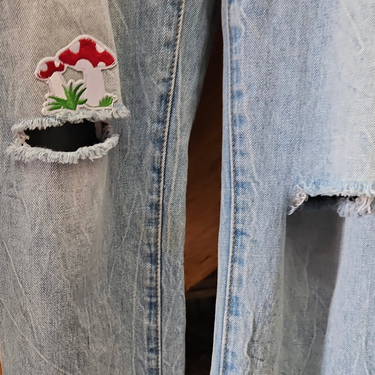 Blank Paige Mushroom Patch Denim Overalls – Size S
