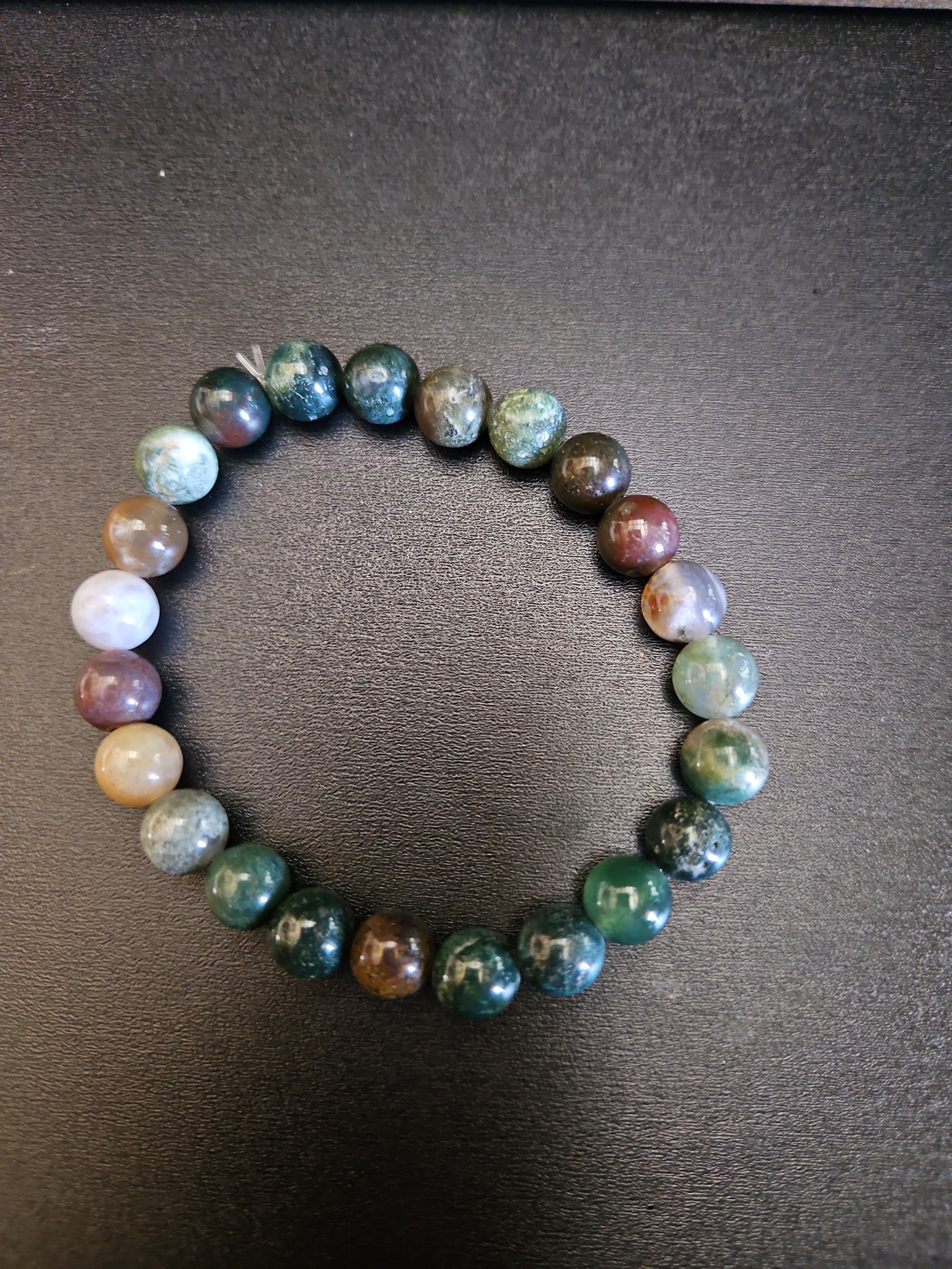 Indian Agate Beaded Stretch Bracelet