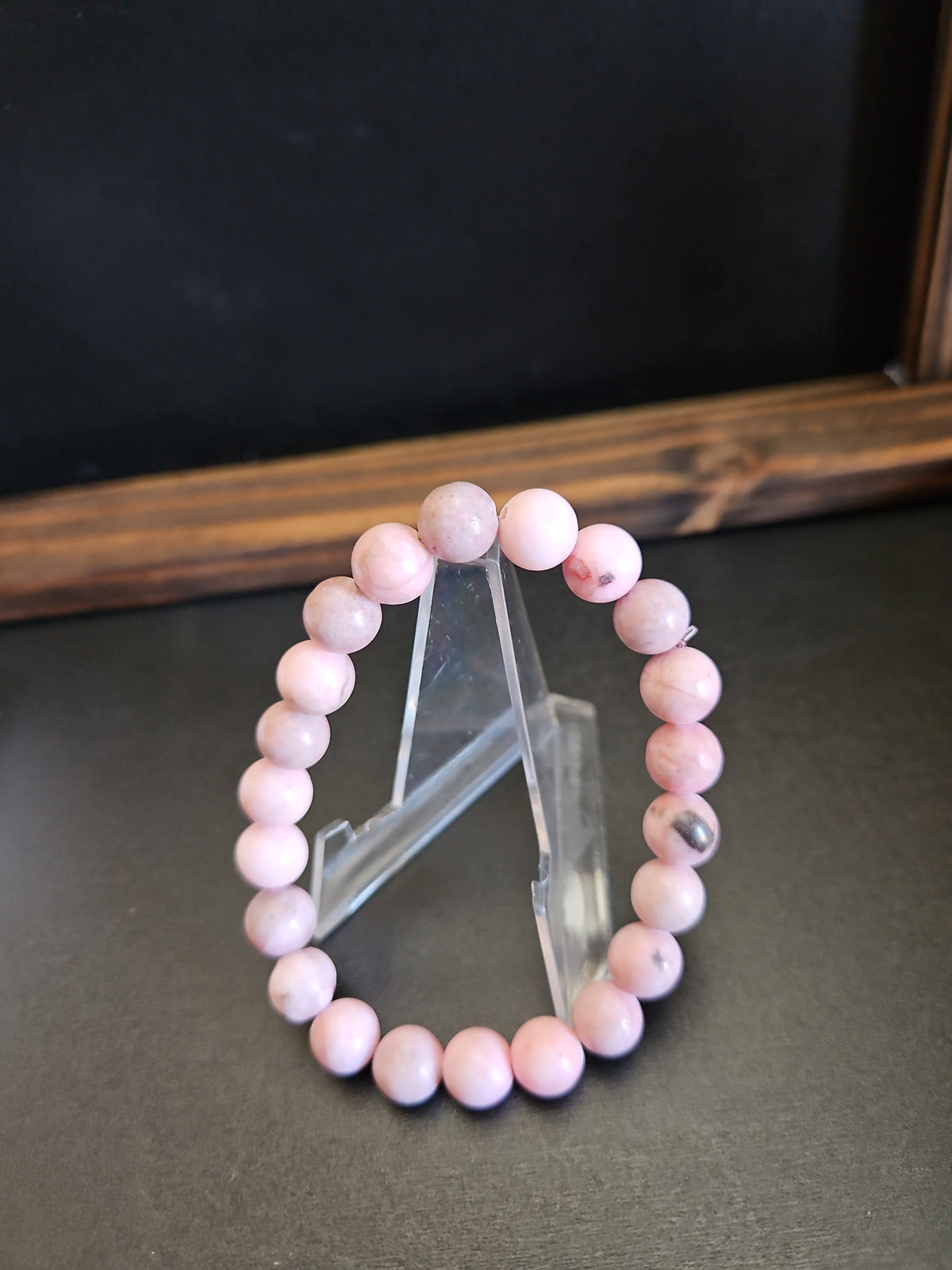 Pink Zebra Jasper Beaded Stretch Bracelet