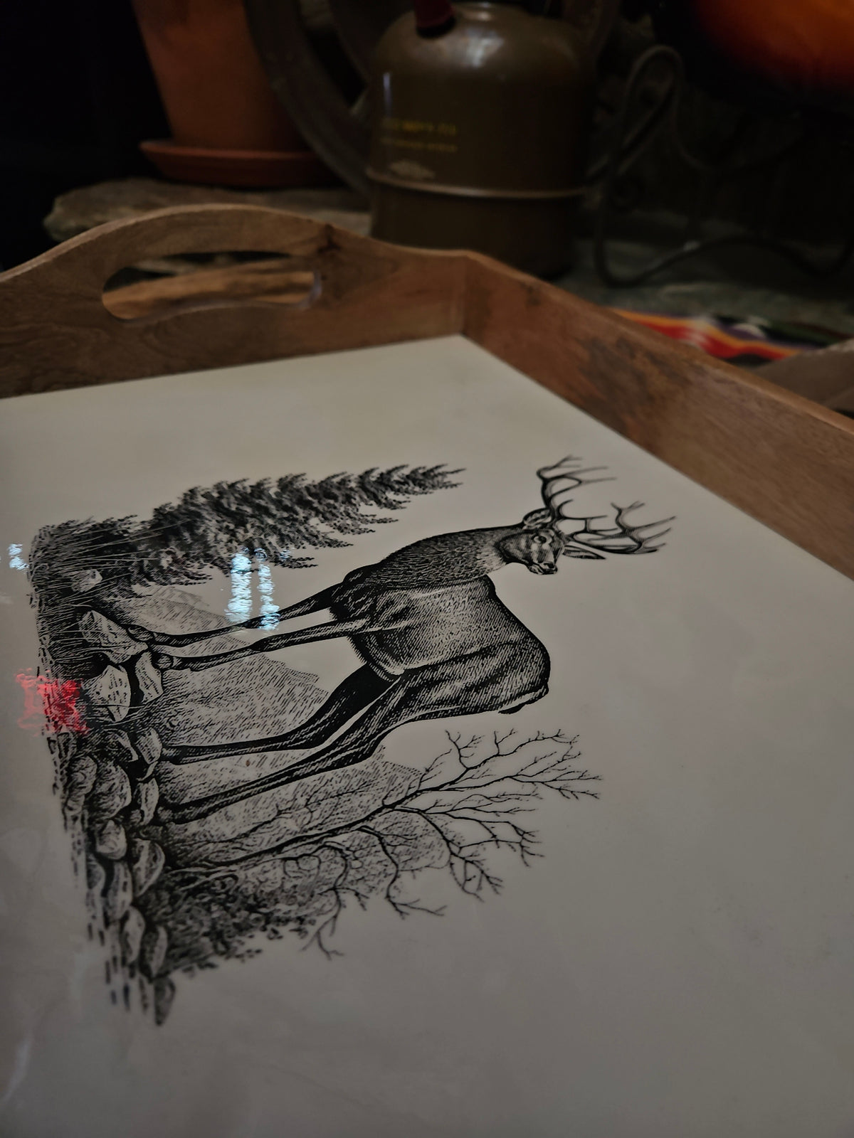 Rustic Wooden Elk Serving Tray – Mountain Lodge Wildlife Decor