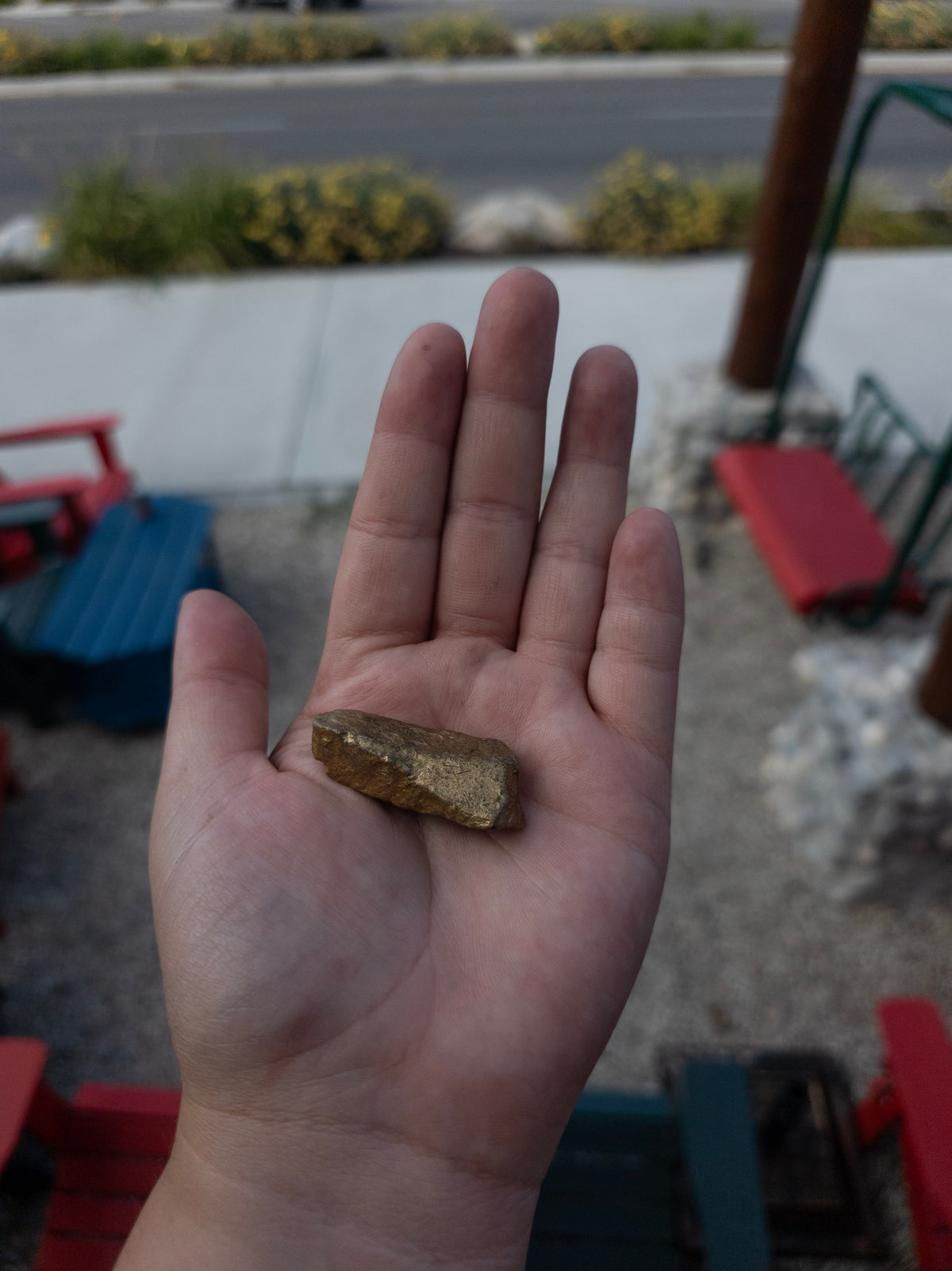 Golden Hand-Painted Decorative Rock