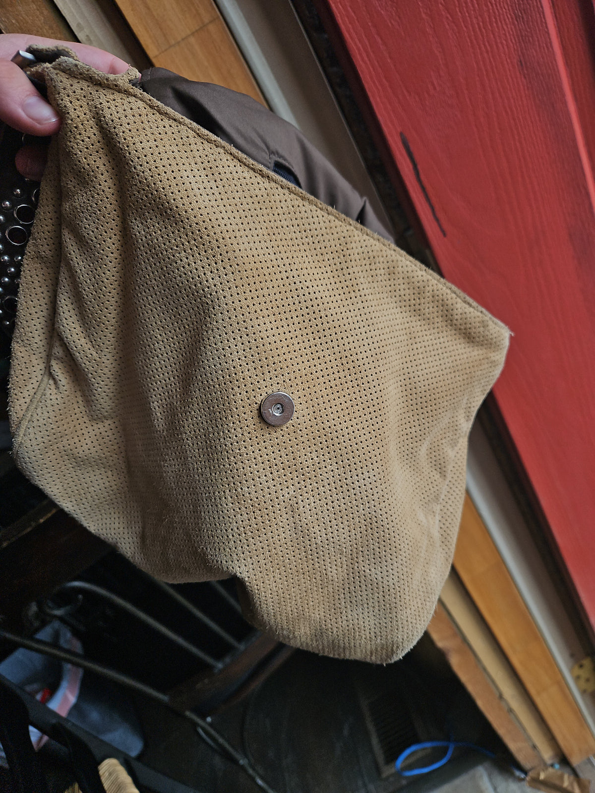 Vintage Tylie Malibu Tan Leather Studded Crossbody Shoulder Bag