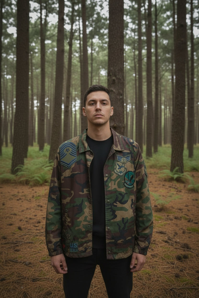 Vintage Vans Custom Camo Military Patch Jacket – Police, ROTC & USAF Patches