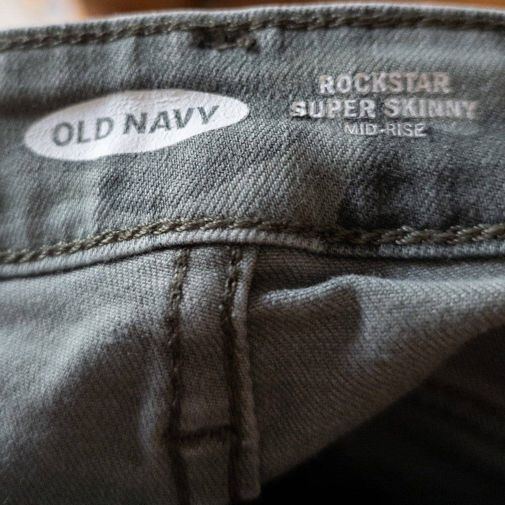 Custom Old Navy Rockstar Super Skinny Camo Jeans – Punk Rock Green Day & Misfits Patches
