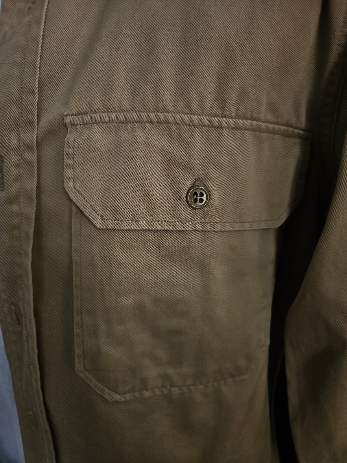 Vintage Military Style Khaki Utility Field Shirt Men's Large XL Button Front Safari Overshirt