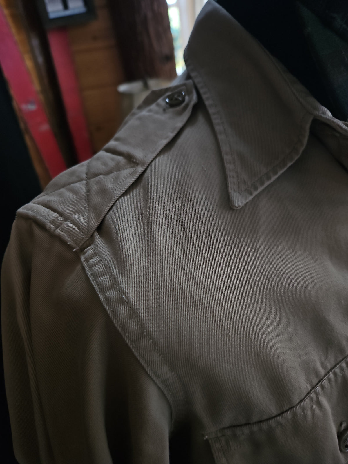 Vintage Military Style Khaki Utility Field Shirt Men's Large XL Button Front Safari Overshirt