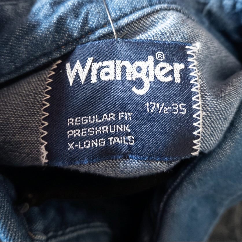 Wrangler Denim Western Snap Shirt | Men's 17½-35 | Regular Fit | Long Tails | Pearl Snap Button-Up