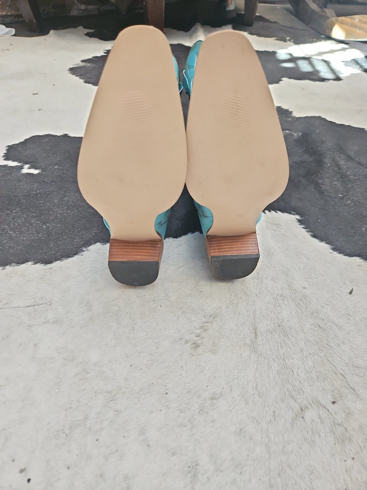 Women's Turquoise Western Cowboy Boots Knee High Side Zip Size 12 New