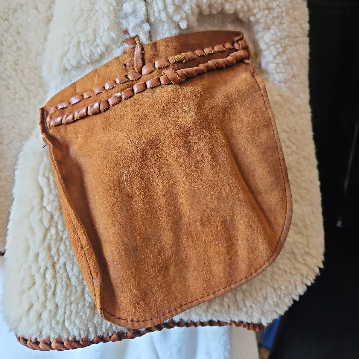Vintage Shearling Sheepskin Vest Women's Small Tan Suede Sherpa Lined Western Boho