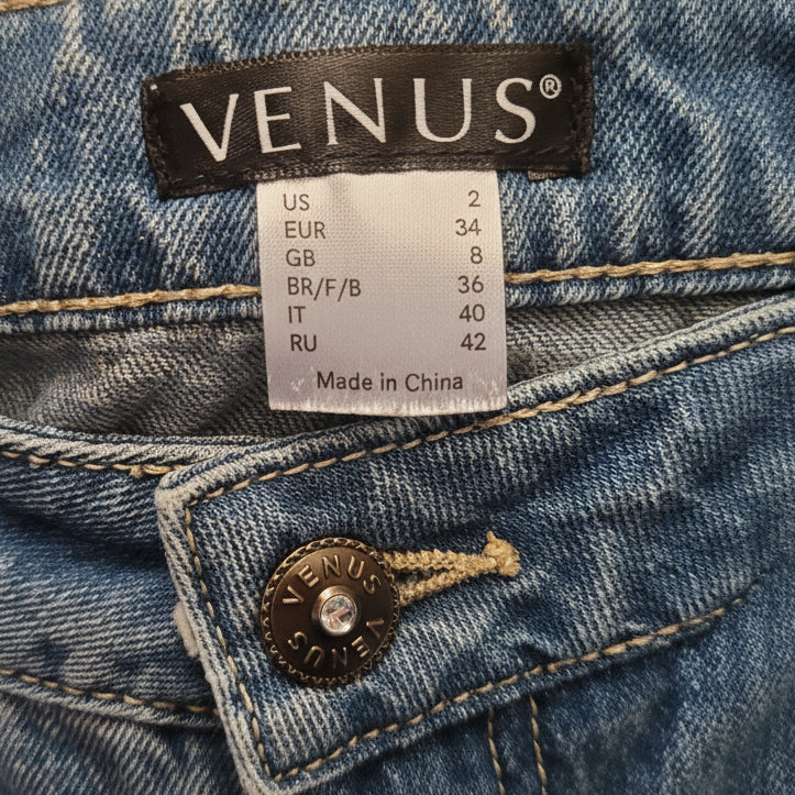 VENUS Distressed Floral Embroidered Jeans Size 2