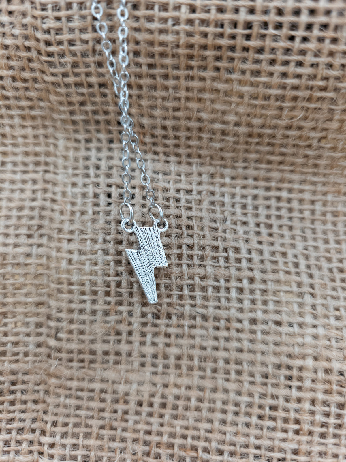 Turquoise-Style Lightning Bolt Pendant Necklace