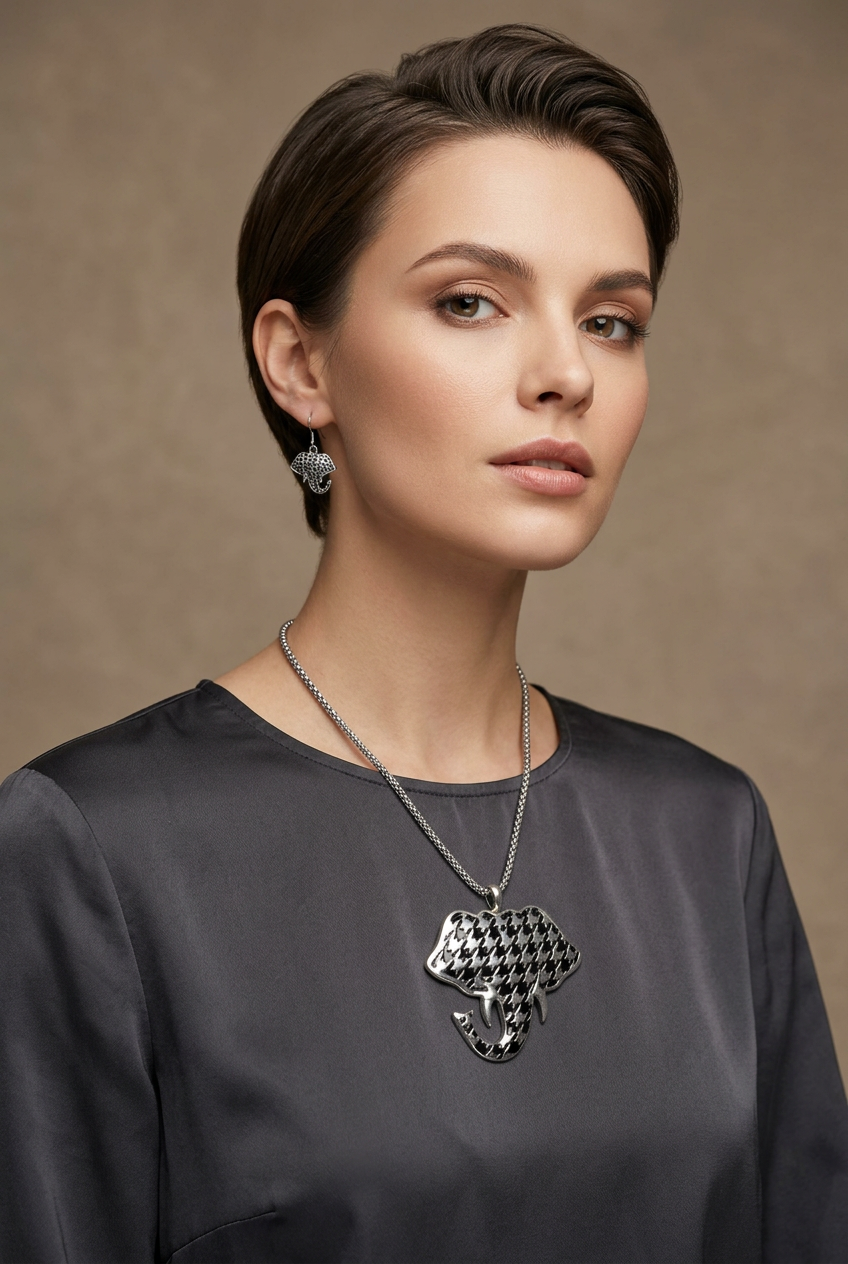 Elephant Necklace & Matching Earrings
