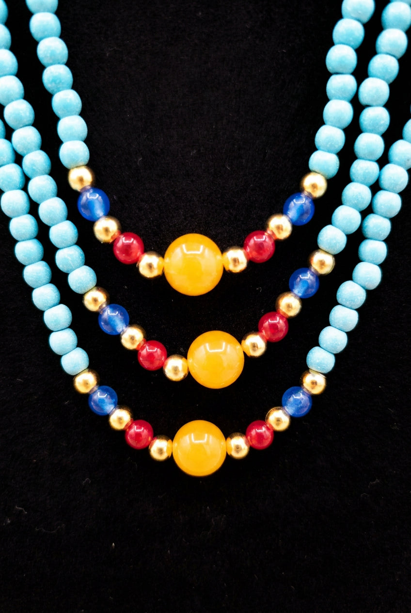 Three-Strand Turquoise-Look Beaded Necklace