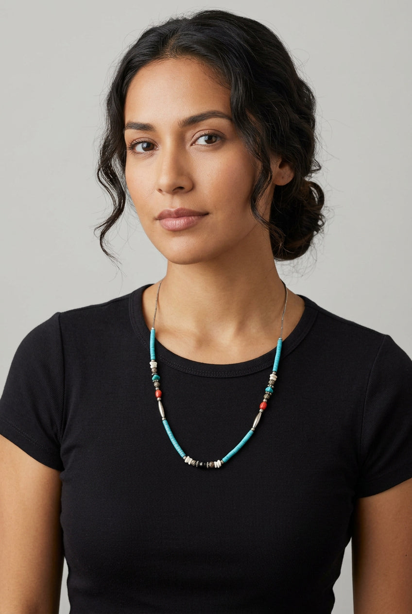 Turquoise Necklace Navajo Heishi Beads Genuine Natural