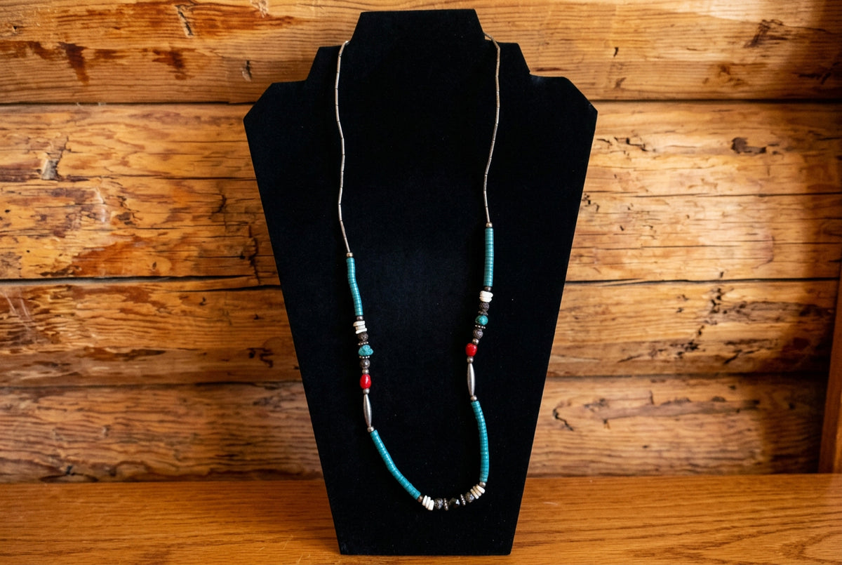 Turquoise Necklace Navajo Heishi Beads Genuine Natural